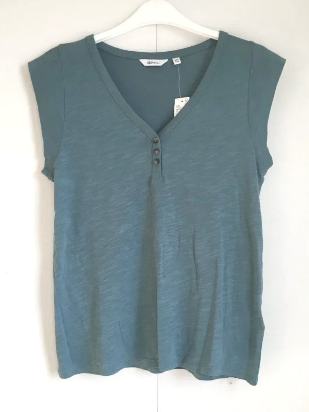 NWT Reitmans Mineral Blue Polo Muscle Sleeve Cotton Modal Tee - XXS Boho